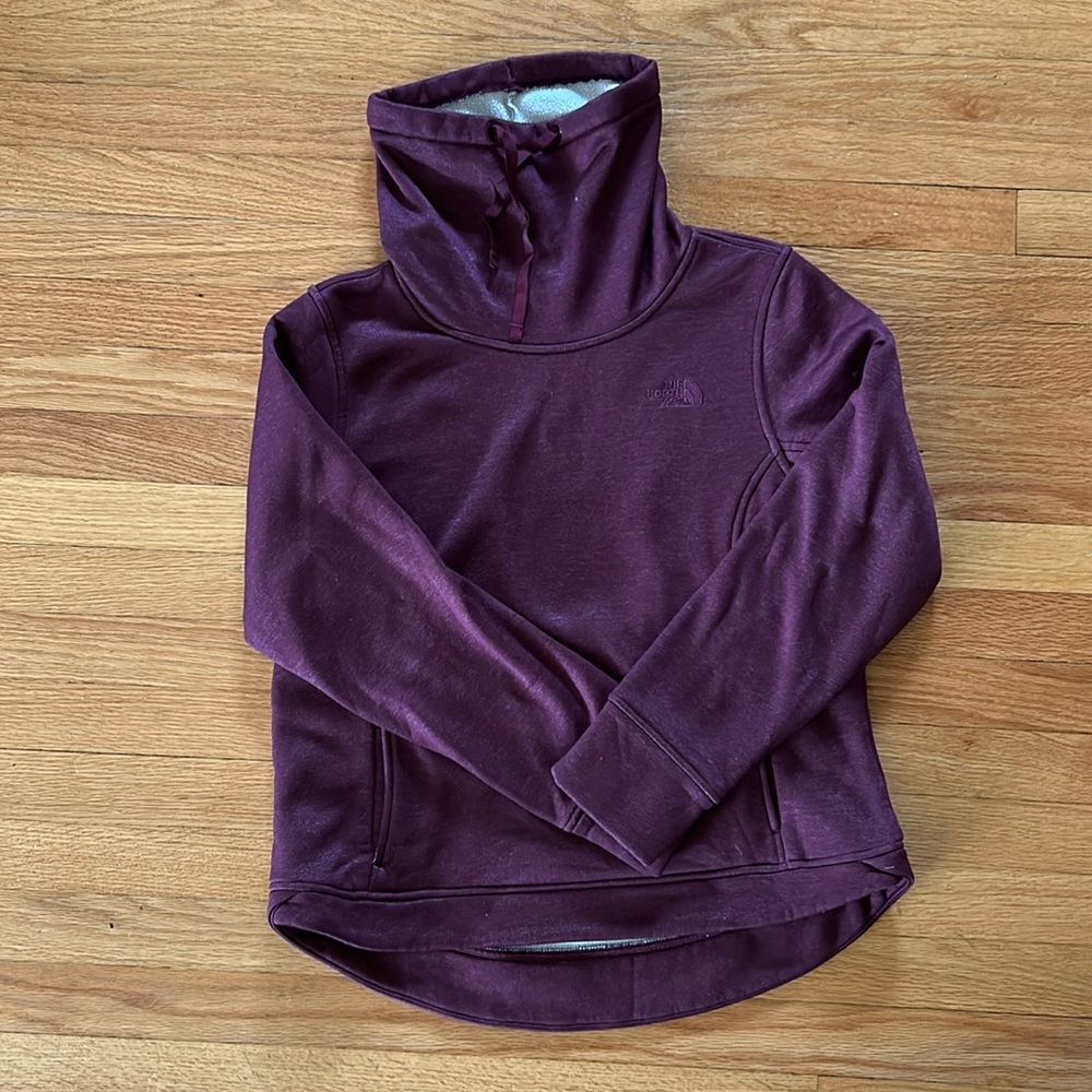 Purple North Face cowl neck sweatshirt